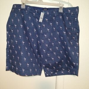 NWT J Crew Gramercy Blue Pink Flamingo Print Chino Shorts Men's sz 38x9.